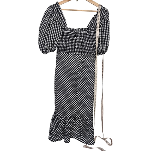 Ganni Searsucker Midi Dress Black White Plaid Check New With Tags Size 36 US 6 - Picture 5 of 10